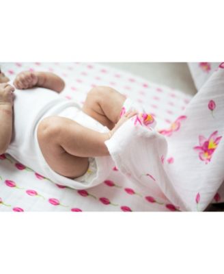 Baby GOTS Certified Organic Cotton Muslin Swaddle, Magical Lotus