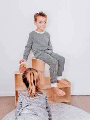 Big Boys Organic Cotton 2PC Pajama Set, Greenwich (Black & White)