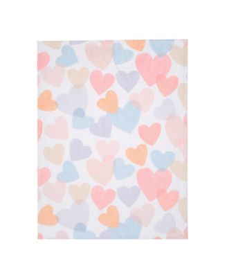 Rainbow Hearts White/Pink/Purple Soft Fleece Baby Blanket
