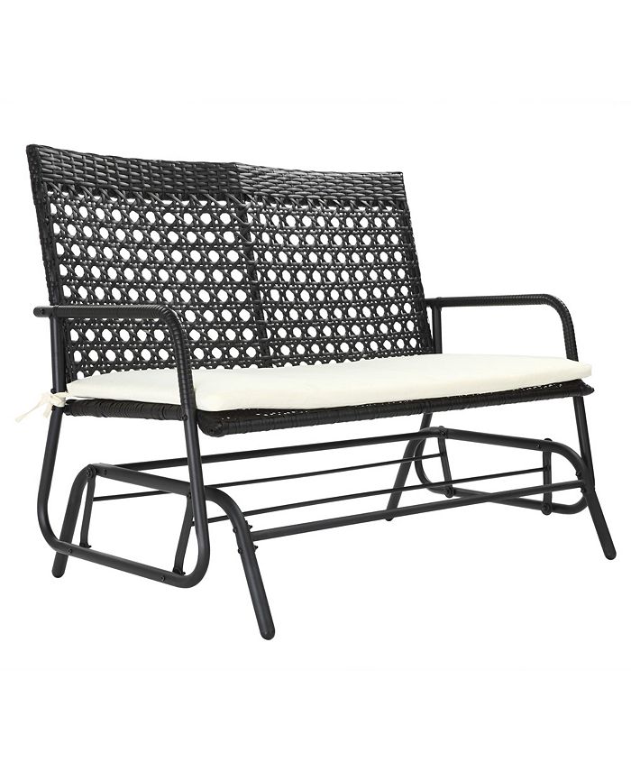 Outsunny 2Person Outdoor Glider Bench, Handwoven PE Plastic Rattan