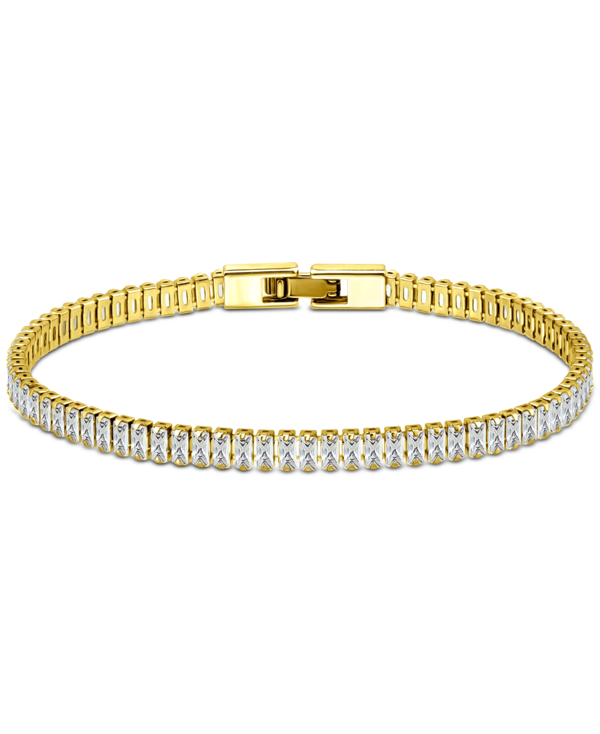 Giani Bernini Cubic Zirconia Baguette Tennis Bracelet, Created For Macy's In Gold