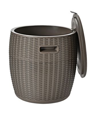 9.5 Gallon 4-in-1 Patio Rattan Cool Bar Cocktail Table Side Table