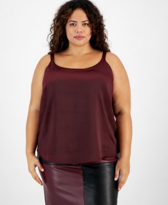Bar III - Plus Size Satin Scoop-Neck Camisole
