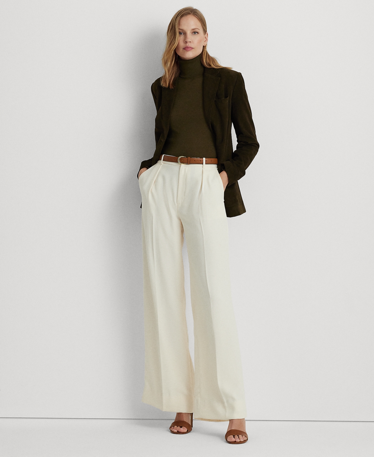 Ralph Lauren Women's Double-faced Georgette Wide-leg Pants, Regular & Petite In Mascarpone Cream
