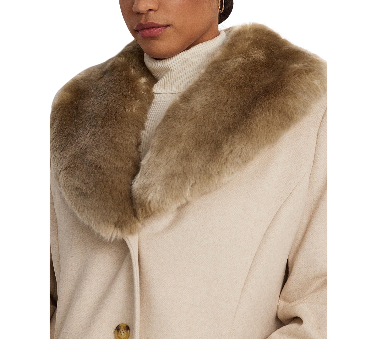 Lauren Ralph Lauren Plus Size Faux-Fur-Collar Coat