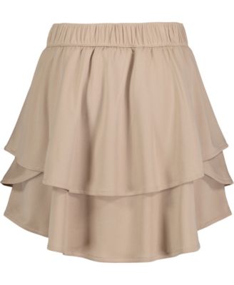 Big Girls Uniform Pindot Mesh Ruffle Scooter Skorts