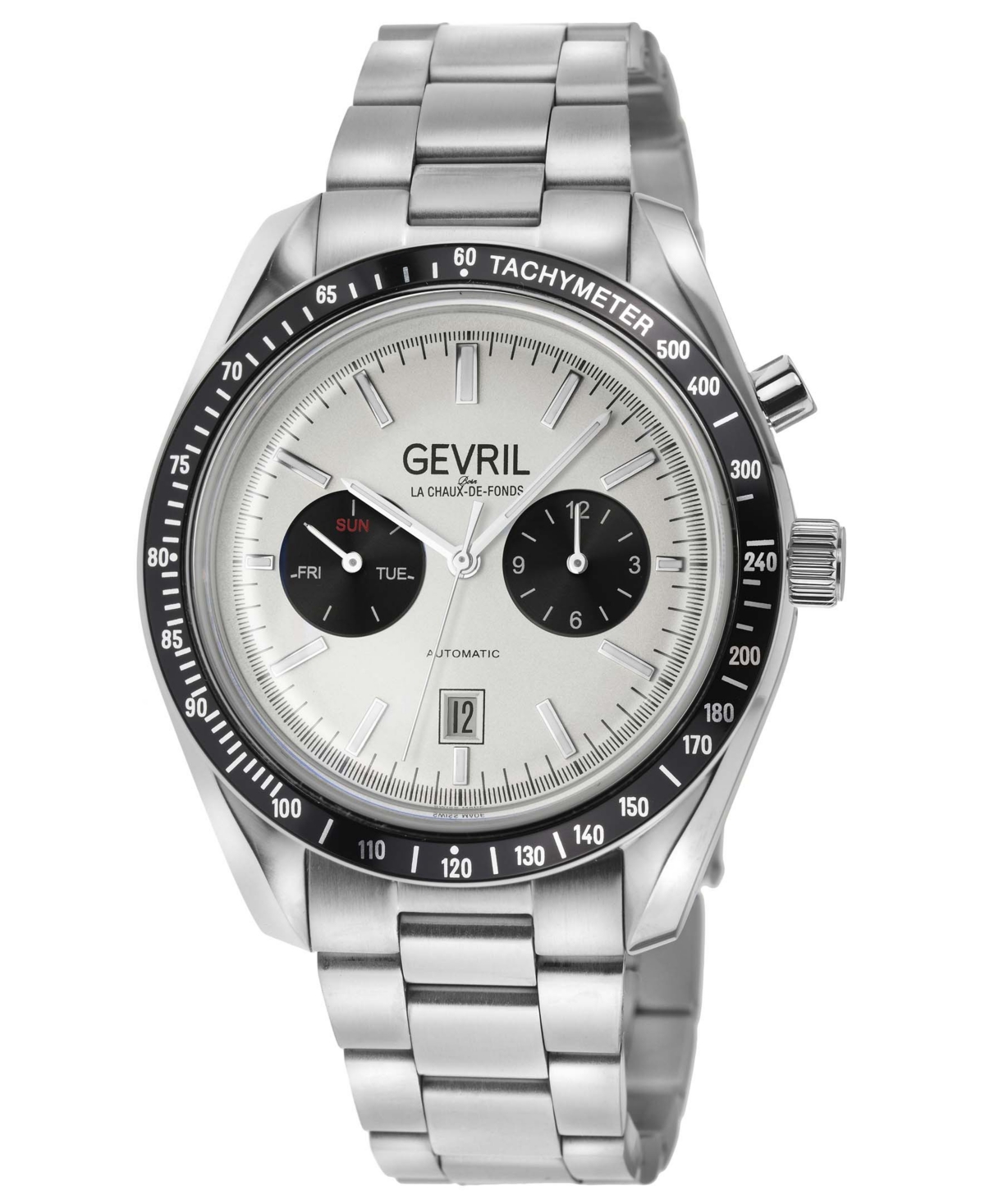 Gevril Men's Lenox Swiss Automatic Silver-tone Stainless Steel Watch 44mm