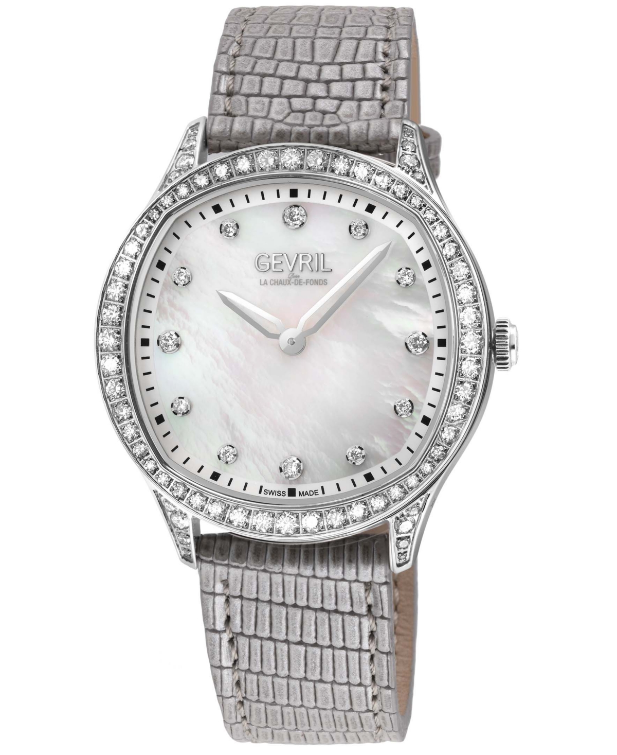 Gevril Women's Morcote Swiss Quartz Silver-tone Leather Watch 36mm