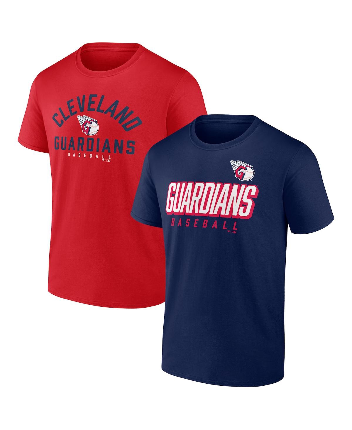 Fanatics Men's  Branded Navy, Red Columbus Blue Jackets Wordmark Two-pack T-shirt Set In Navy,red