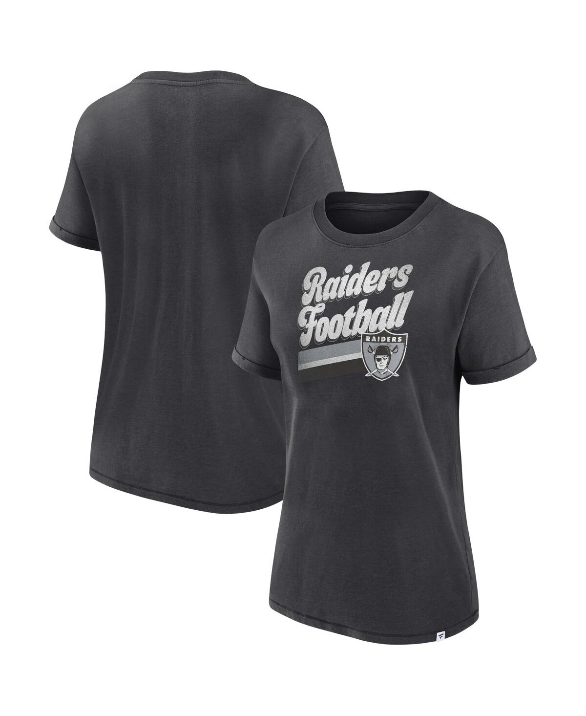Fanatics Branded Charcoal Las Vegas Raiders Hit Snow Washed T-shirt In Charcoal