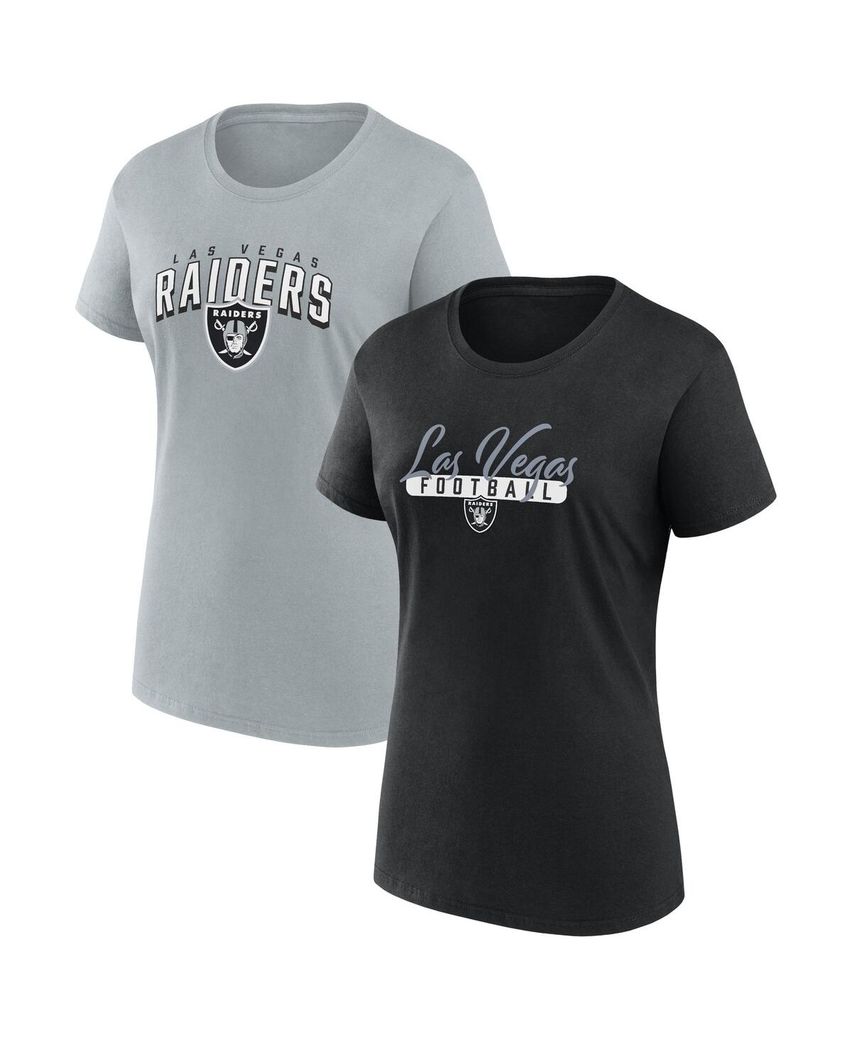 Fanatics Branded  Black/gray Las Vegas Raiders Fan T-shirt Combo Set In Black,gray