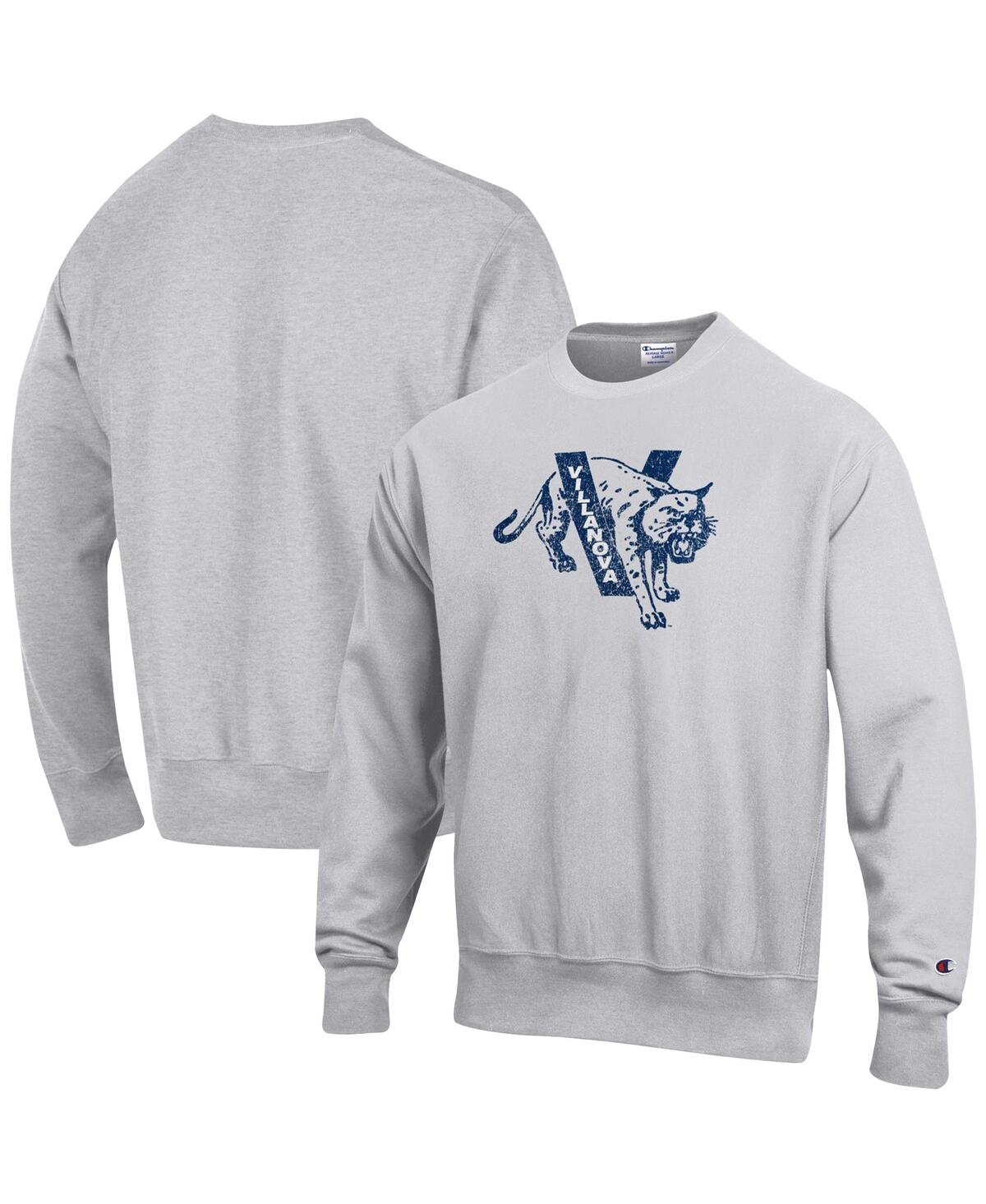 Shop Champion Men's  Heathered Gray Villanova Wildcats Vault Logo Reverse Weave Pullover Sweatshirt