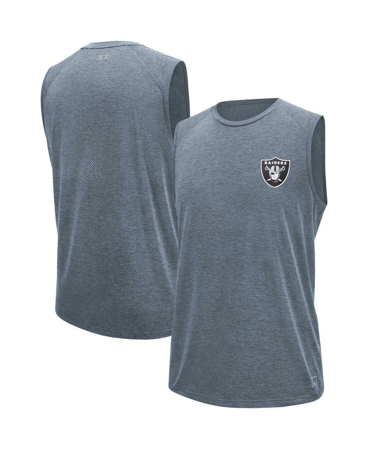 Shop Msx By Michael Strahan Men's  Gray Las Vegas Raiders Warm Up Sleeveless T-shirt