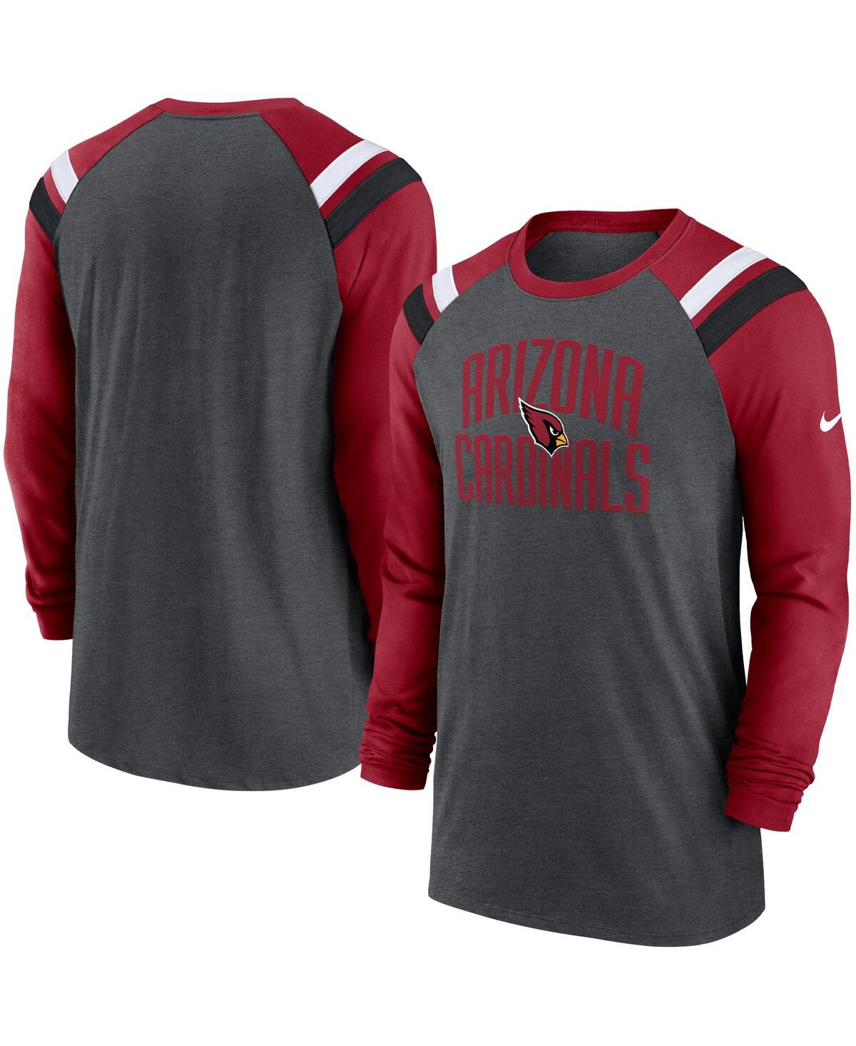 Nike Men's Athletic Fashion (nfl Arizona Cardinals) Long-sleeve T-shirt In Heathered Charcoal,cardinal