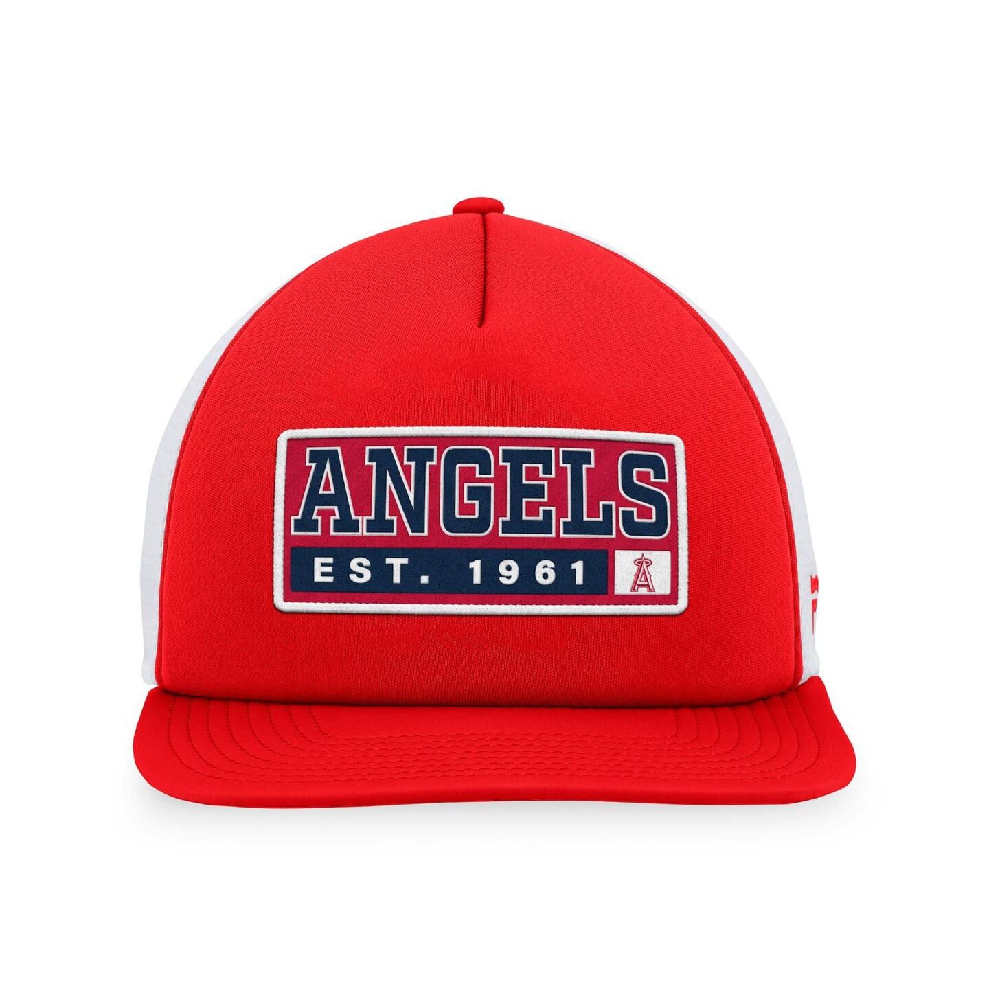Мужская кепка Majestic Red, White Los Angeles Angels Foam Trucker Snapback Hat — фото 3