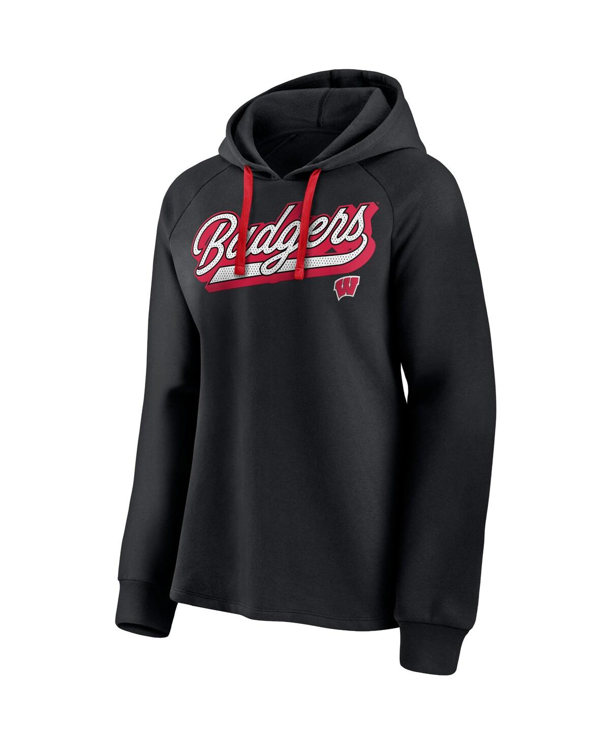Fanatics Branded Black Wisconsin Badgers Script Raglan Pullover Hoodie In Black
