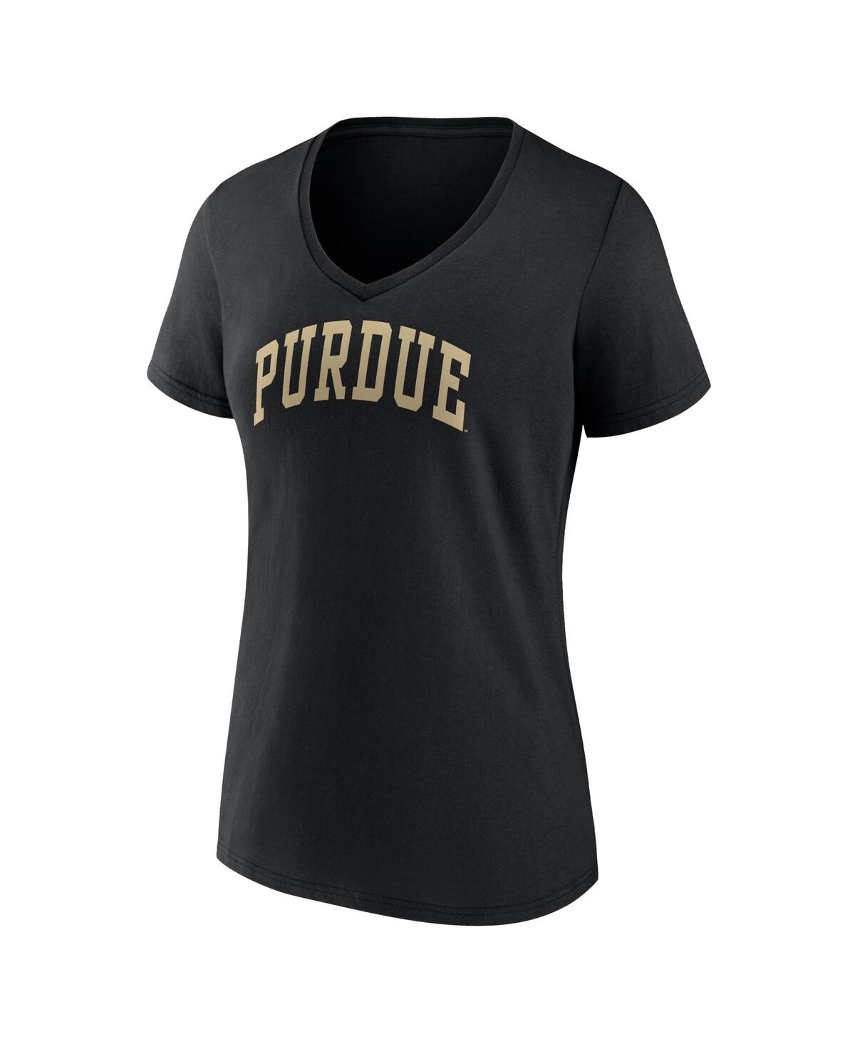 Fanatics Women's  Black Purdue Boilermakers Basic Arch V-neck T-shirt In Black