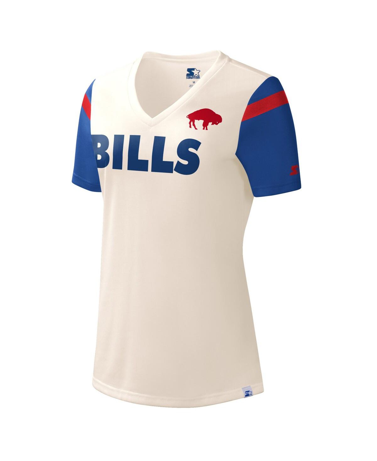 Shop Starter Women's  White Buffalo Bills Kick Start V-neck T-shirt