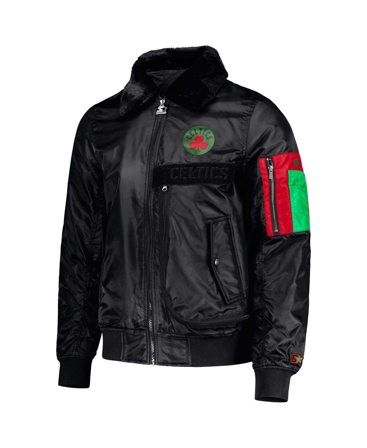 Shop Starter Men's  X Ty Mopkins Black Boston Celtics Black History Month Satin Full-zip Jacket