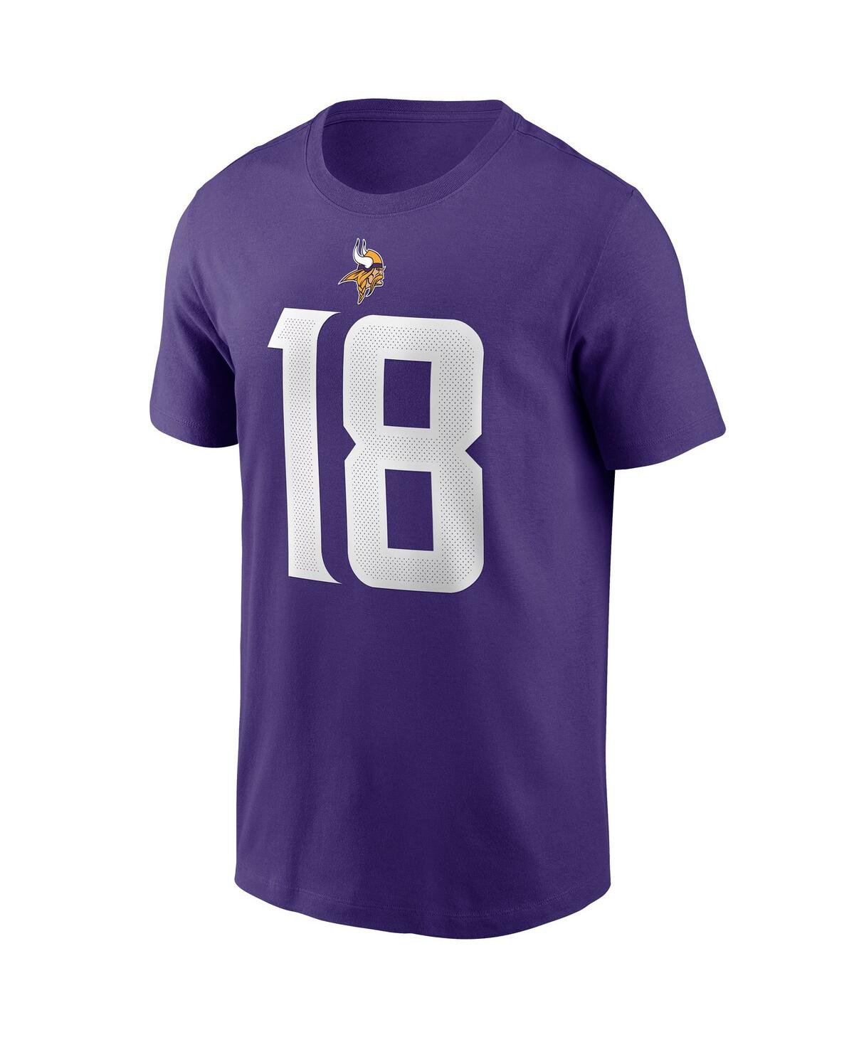 Shop Nike Men's  Justin Jefferson Purple Minnesota Vikings Player Name And Number T-shirt