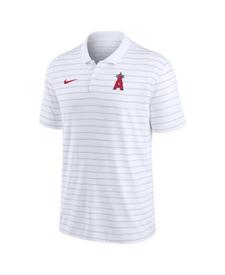 Men's White Los Angeles Angels Authentic Collection Victory Striped Performance Polo Shirt