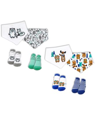 Baby Mode Baby Boys Closure Bibs and Socks, 8 Piece Set - Blue Moose