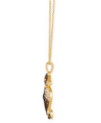 Ombr&eacute;&reg; Multi-Gemstone (1/4 ct. t.w.) & Chocolate Ombr&eacute; Diamond (1/2 ct. t.w.) Seahorse Pendant Necklace in 14k Gold, 18" + 2" extender