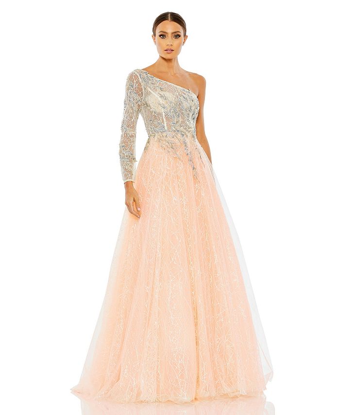Women s Embroidered One Shoulder Bodice Ballgown