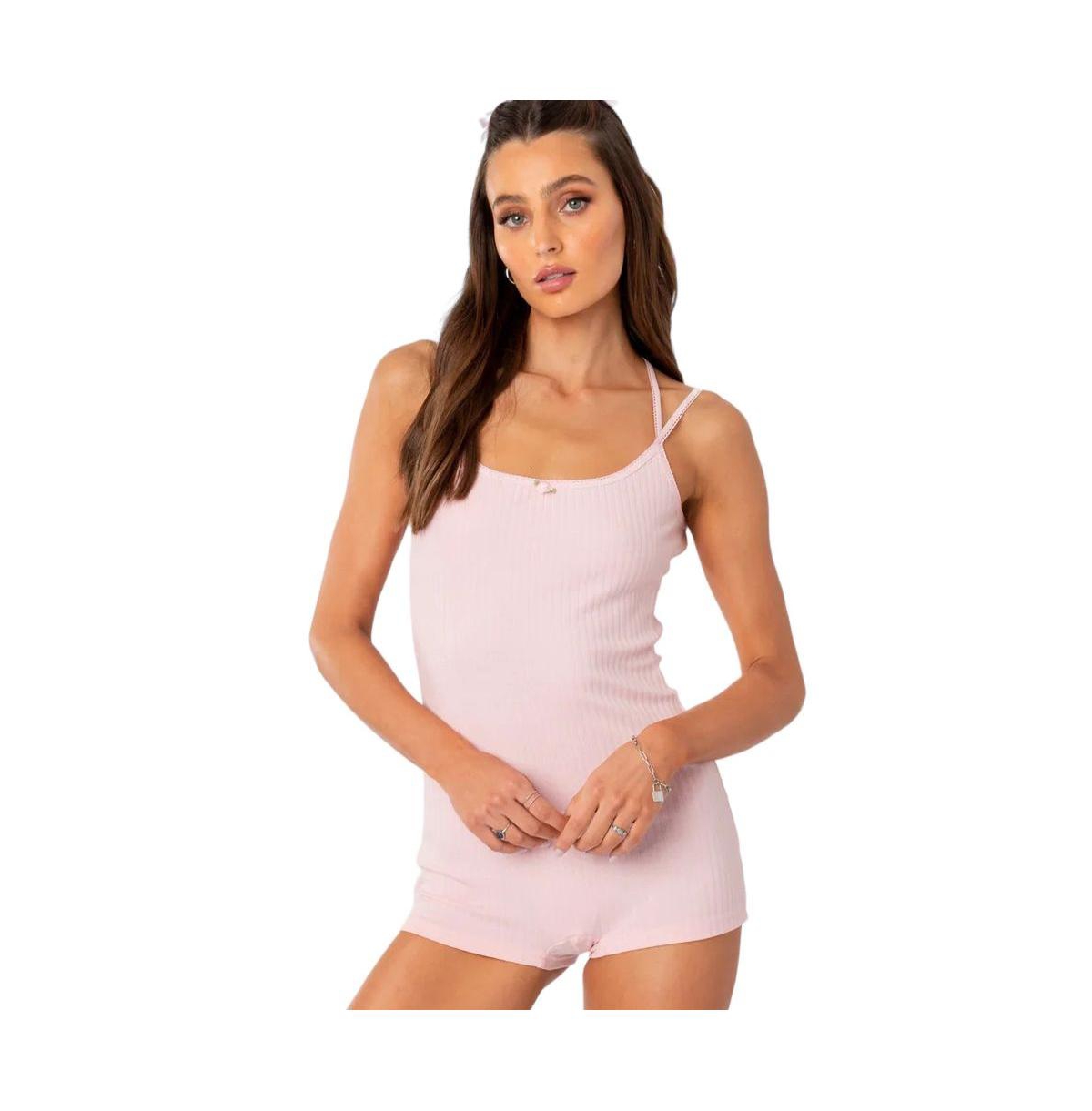 EDIKTED WOMEN'S POINTELLE STRAPPY OPEN BACK ROMPER