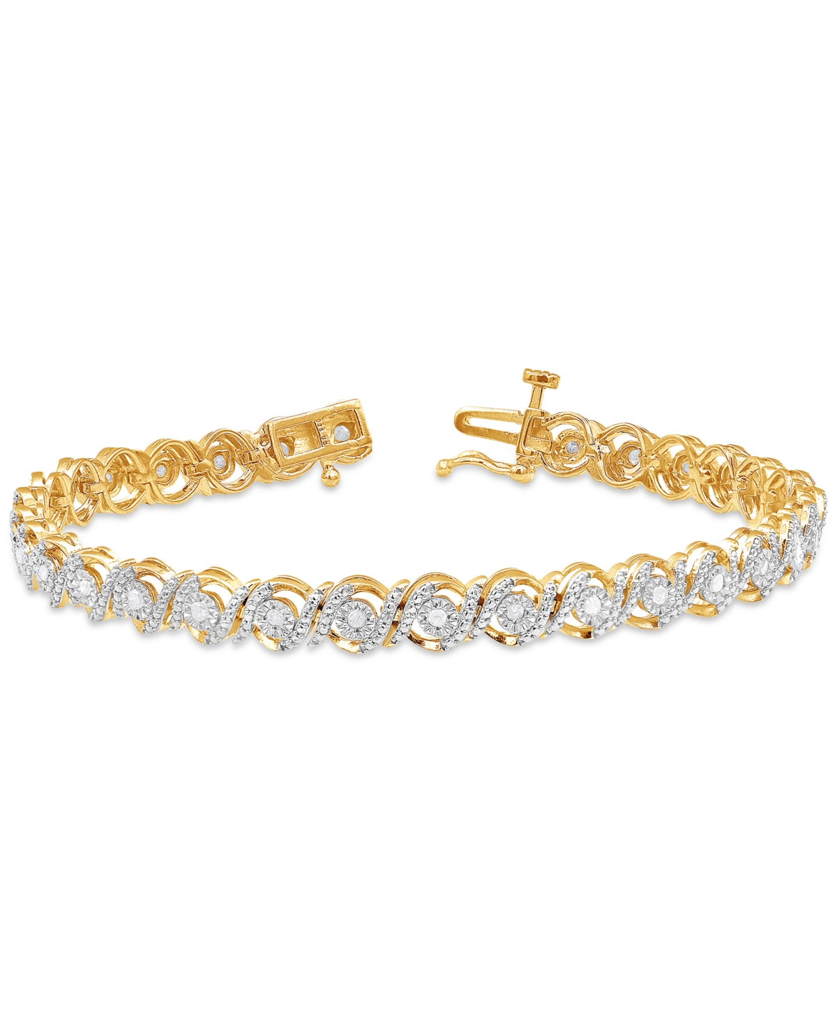 Macy's Diamond Swirl Tennis Bracelet (1/2 Ct. T.w.) In Gold-plated Sterling Silver