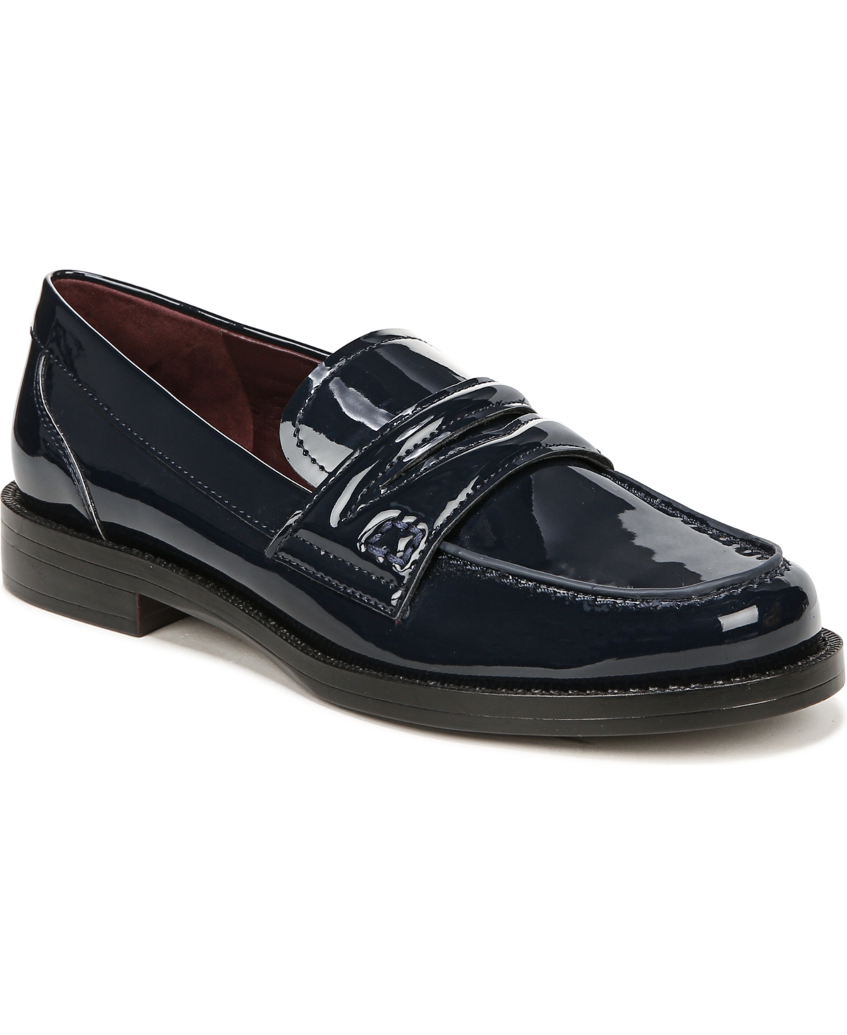 Shop Franco Sarto Women's Lillian Round Toe Loafers In Navy Faux Patent