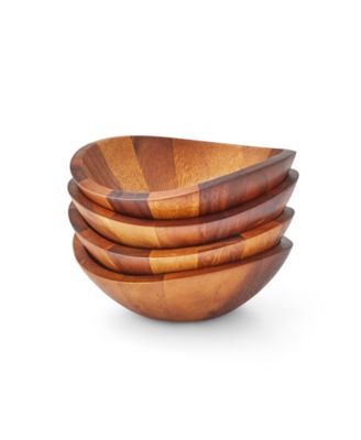 Nambe Braid Set of 4 Individual Wood 8" Salad Bowls