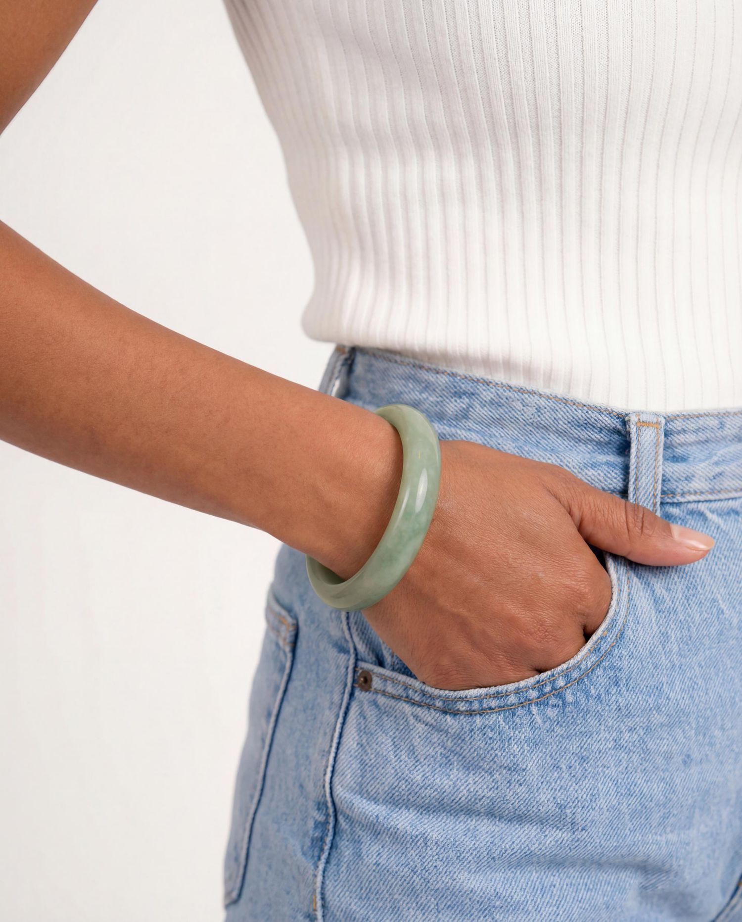 Tennis Opaque Jade-Green Gemstone Bangle
