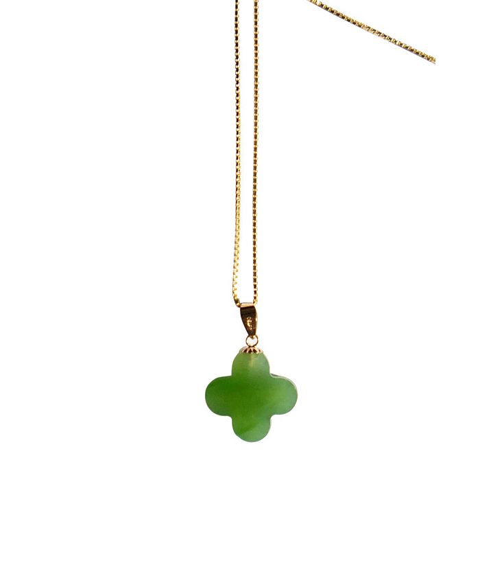 Chanel Clover Round Logo Plate Necklace Green