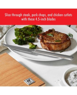 Contemporary 8-pc Stainless Steel Steak Knife Set w Wood Presentation Case