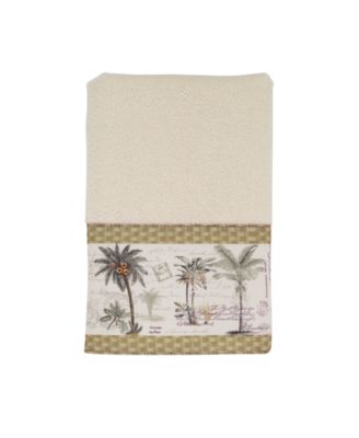 Colony Palm Tree Bordered Cotton Hand Towel, 16" x 30"