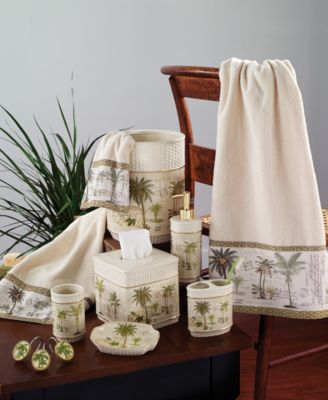 Colony Palm Tree Textured Ceramic Wastebasket