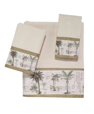 Colony Palm Tree Bordered Cotton Fingertip Towel, 11" x 18"