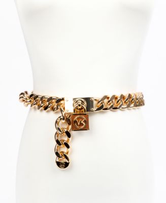 Michael by Michael Kors Women\'s Hamilton Gold Tone Chain Lock Belt Michael Kors Mk Logo Hamilton Lock Gold Chain Belt Size M/L  main image 2