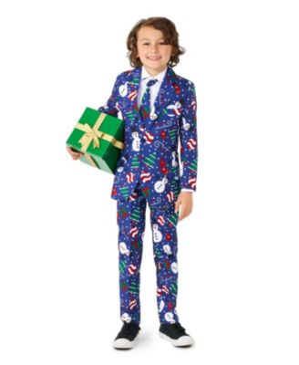Big Boys Christmas Snowman Button Closure Suit Set