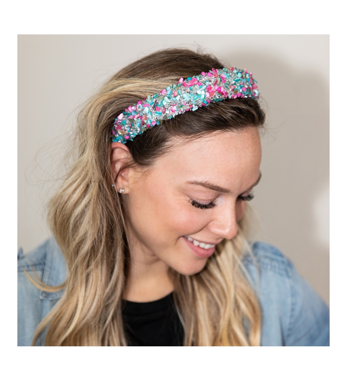 Headbands of Hope Women's All That Glitters Headband - Bubblegum - Pink + blue