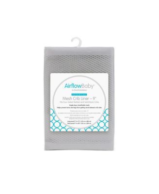 AirflowBaby Breathable Mesh Liner for Full-Size Cribs, 9"H (23cm) Essential 2mm Mesh (Size 4FS Covers 3 or 4 Sides)