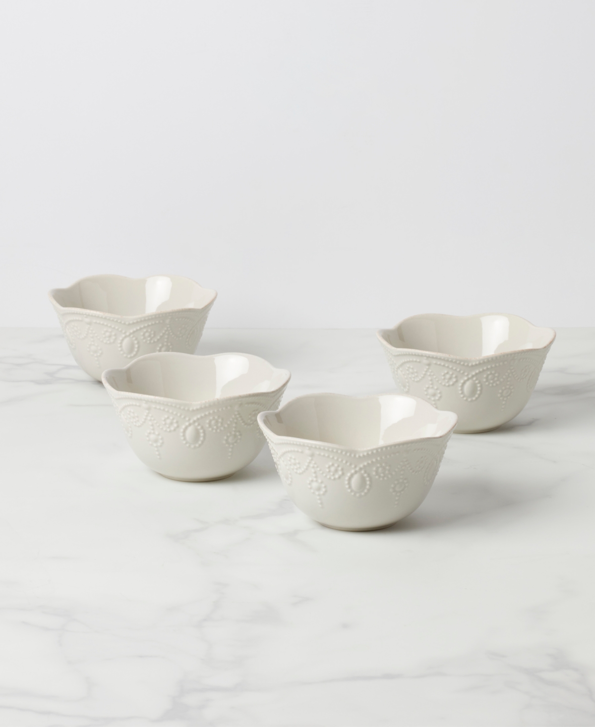 Lenox French Perle Fruit Bowls, Set Of 4 In White