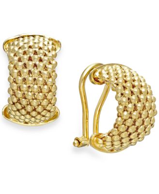 Italian Gold Mesh Hoop Earrings in 14k Gold Vermeil over Sterling