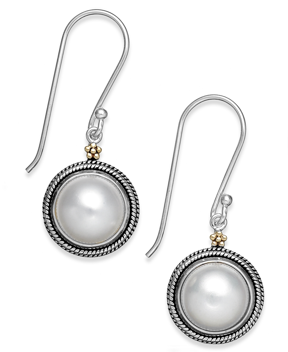 Cultured Freshwater Pearl Drop Earrings in 14k Gold and Sterling