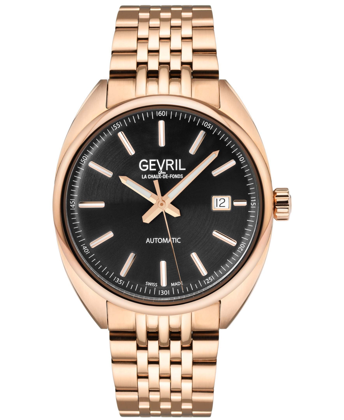 Gevril Men's Five Points Swiss Automatic Rose Gold-tone Stainless Steel Watch 40mm