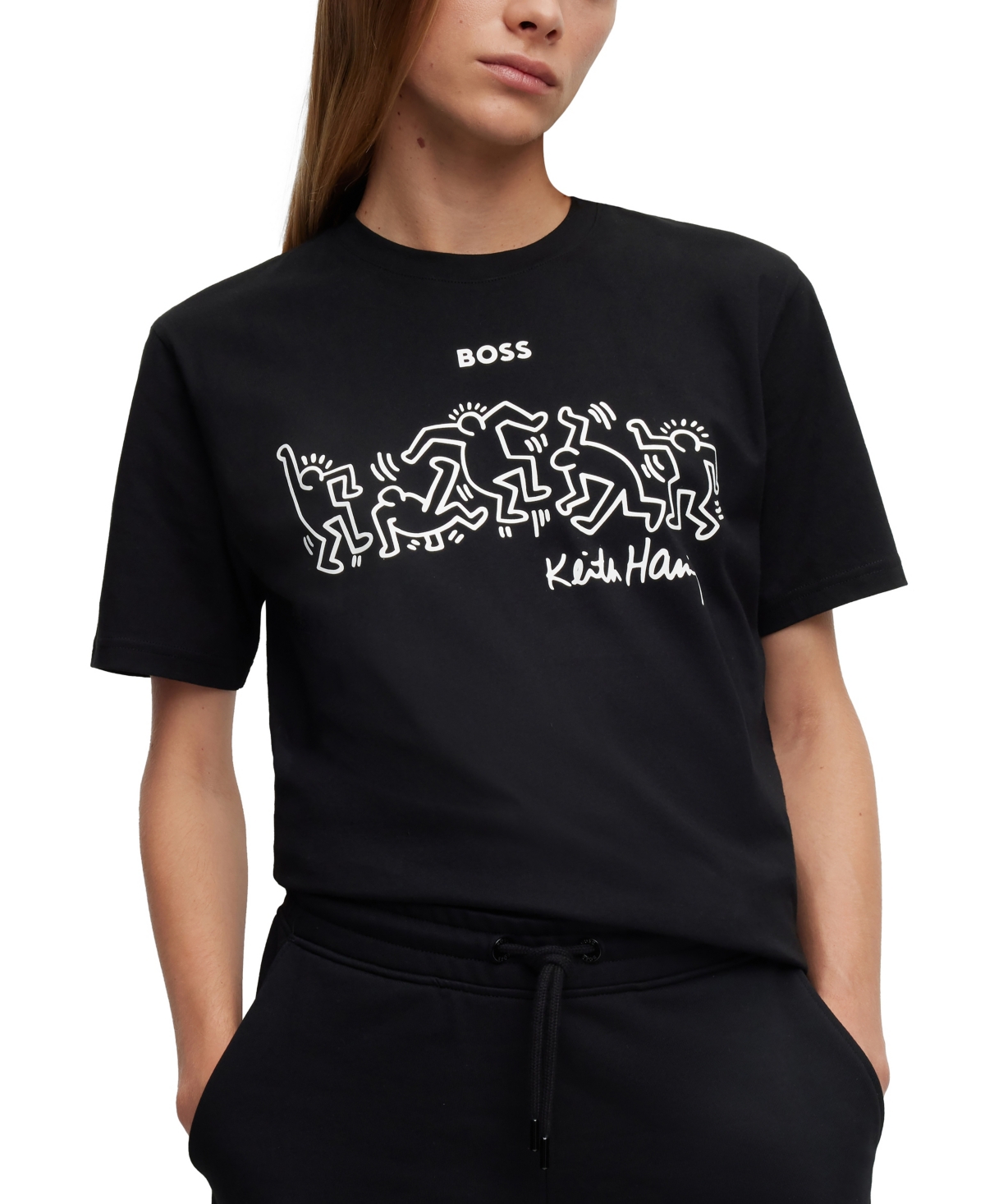 Hugo Boss Boss By  Boss X Keith Haring Gender-neutral Logo T-shirt In Black