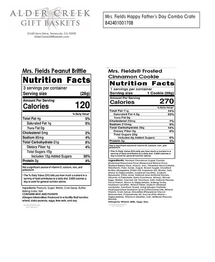 Alder Creek Gift Baskets Mrs. Fields Happy Father's Day Combo Crate, 24