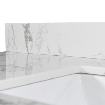 43 X 22 Bathroom Stone Vanity Top Engineered Stone Carrara Marble With Rectangle