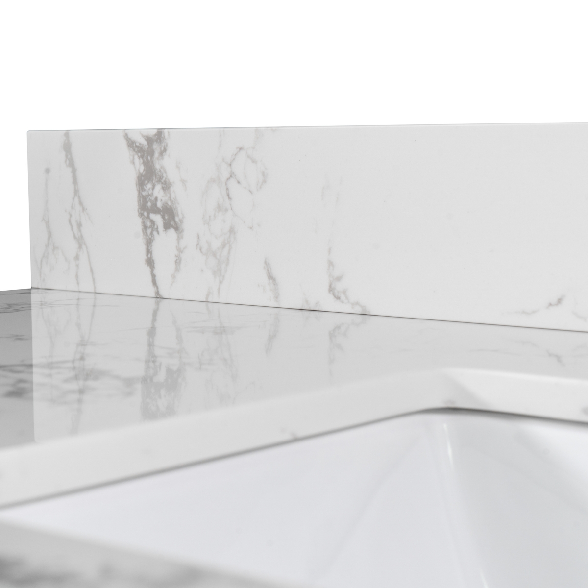 Streamdale Furniture 43 X 22 Bathroom Stone Vanity Top Engineered Stone Carrara Marble With Rectangle